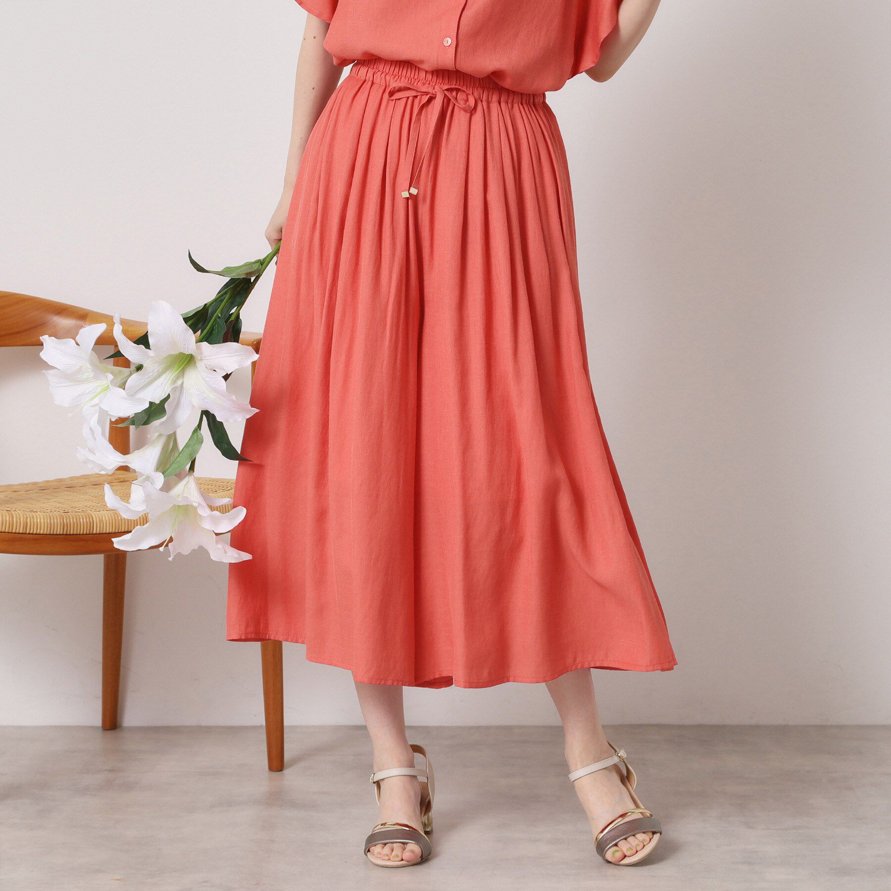 ITS&rsquo;DEMO「【さらりタッチ／ウエストゴム／手洗い可】強撚スラブスカーチョ」|その他|ピンク(073)