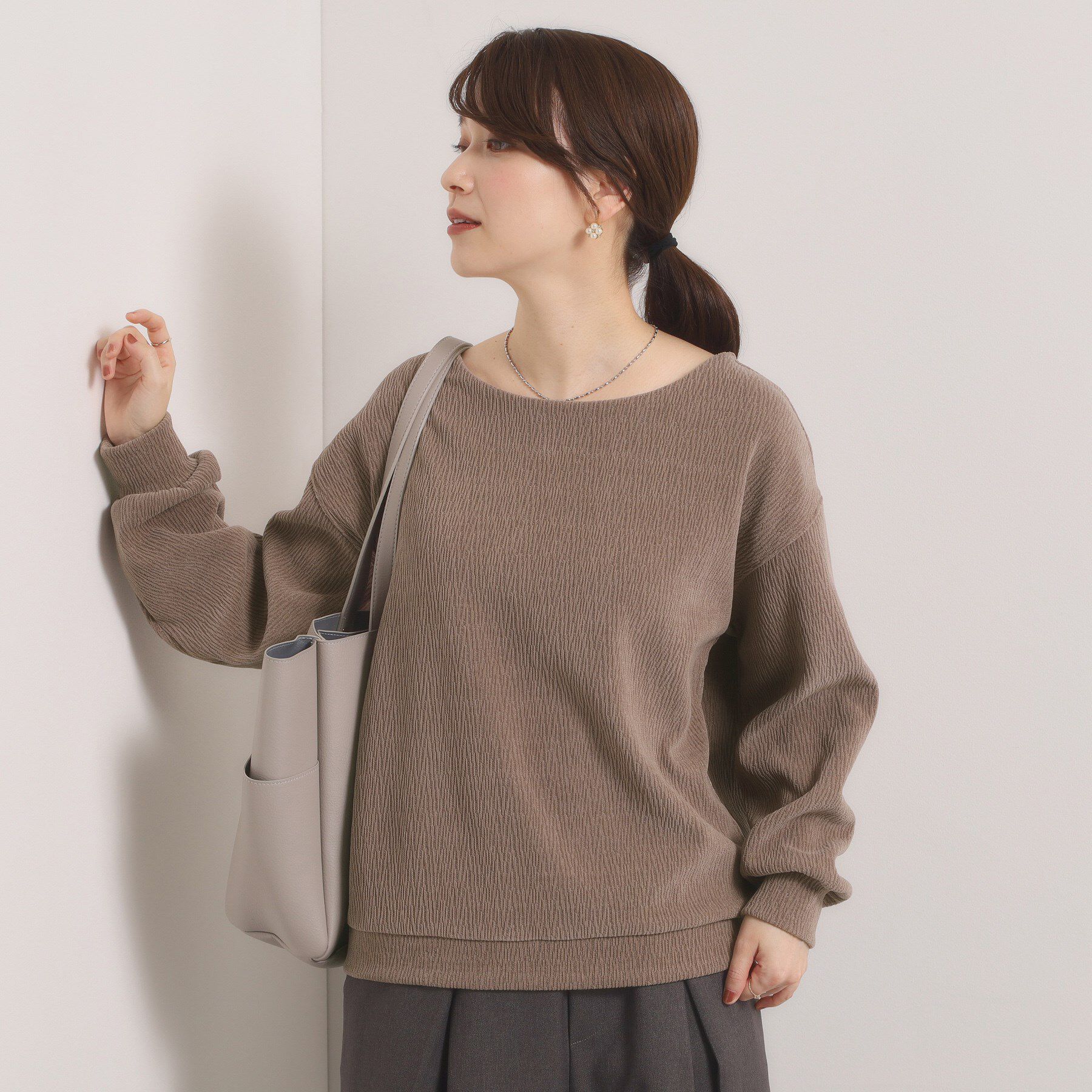 ITS&rsquo;DEMO「【洗濯機OK】ウェーブモールプルオーバー」|Tシャツ・カットソー|モカブラウン(042