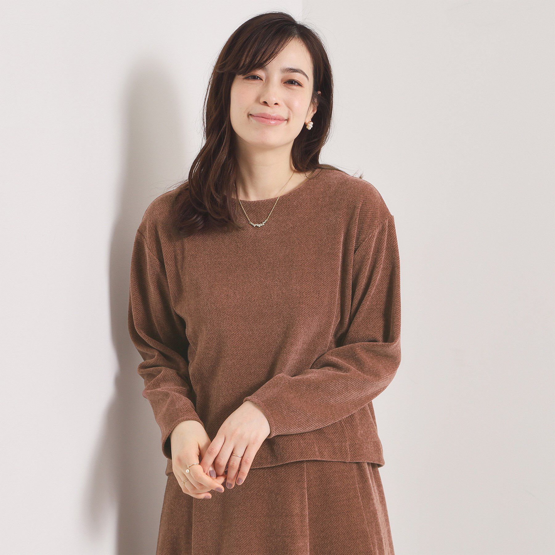 ITS&rsquo;DEMO「【手洗い可／セットアップ可】カットツイルプルオーバー」|Tシャツ・カットソー|ブラウン(043)