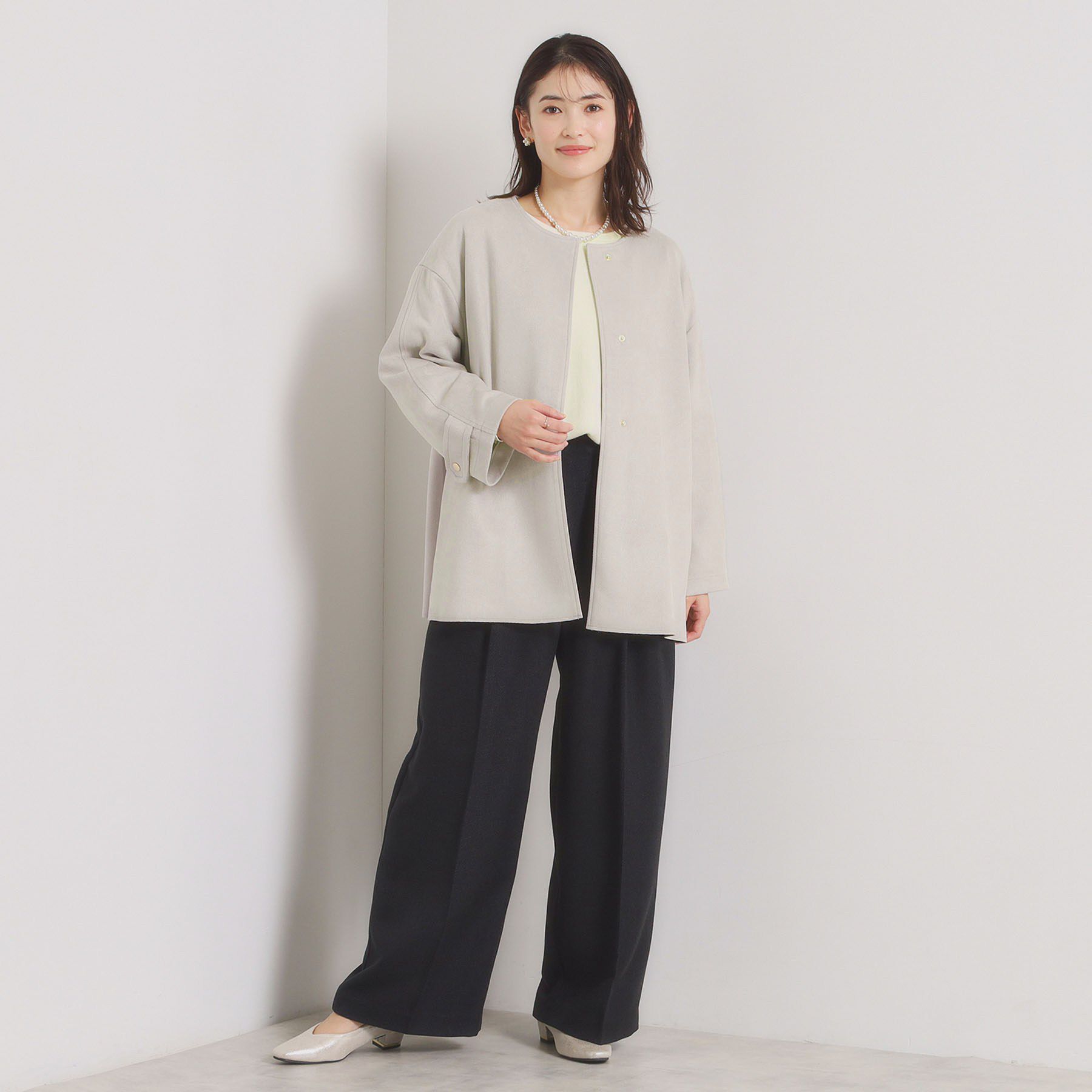 ITS&rsquo;DEMO「カットスエードコート」|ノーカラーコート|