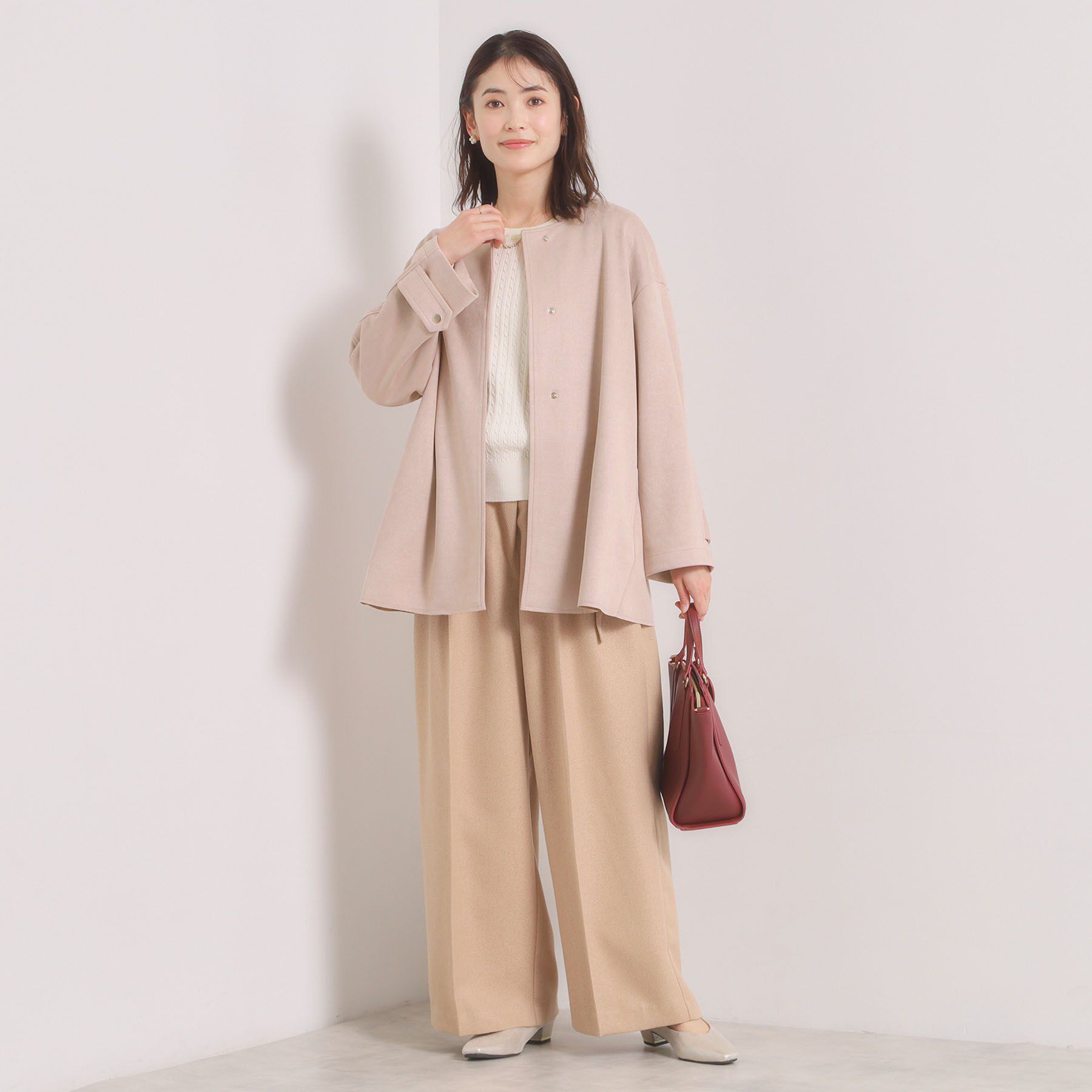 ITS&rsquo;DEMO「カットスエードコート」|ノーカラーコート|