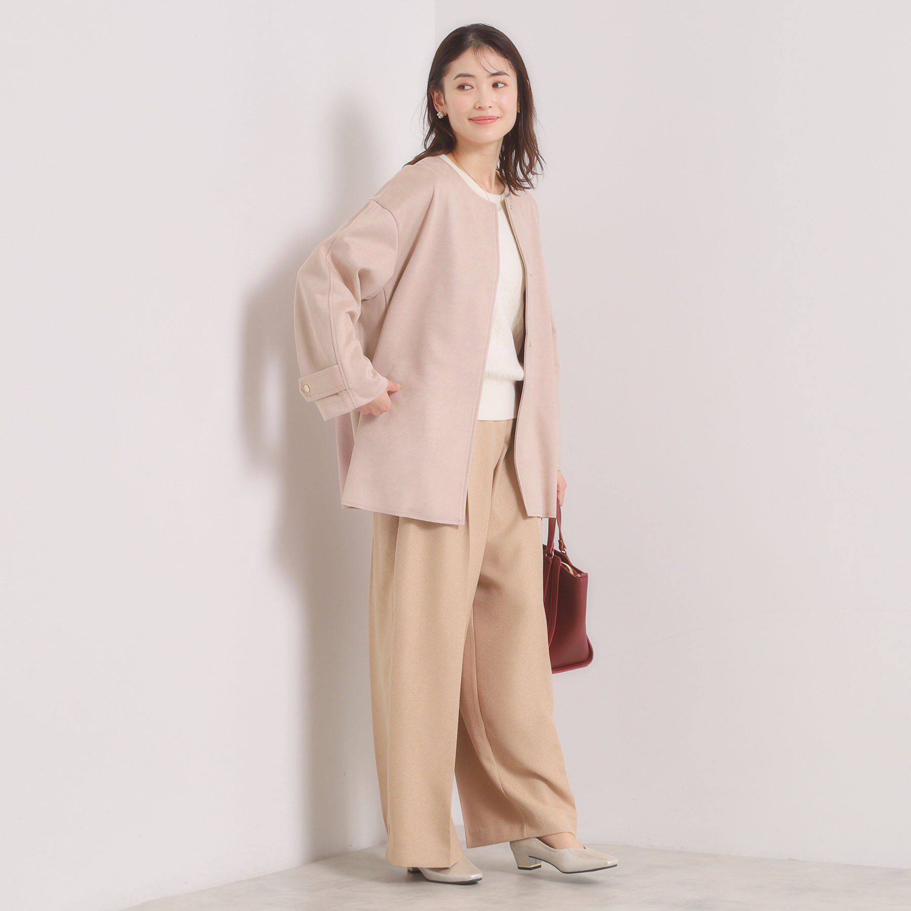 ITS&rsquo;DEMO「カットスエードコート」|ノーカラーコート|