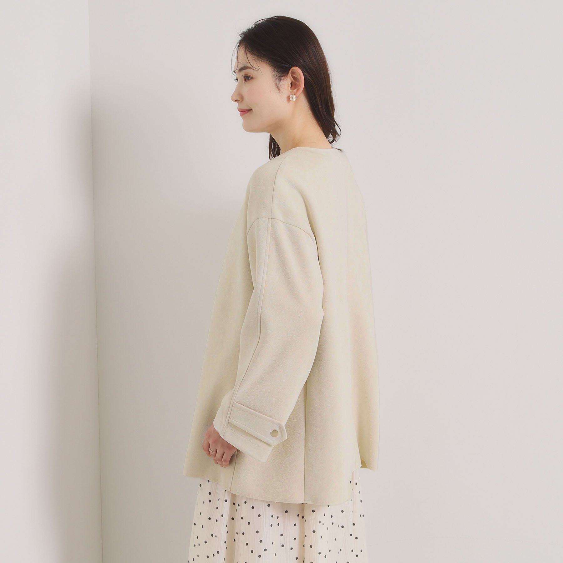 ITS&rsquo;DEMO「カットスエードコート」|ノーカラーコート|