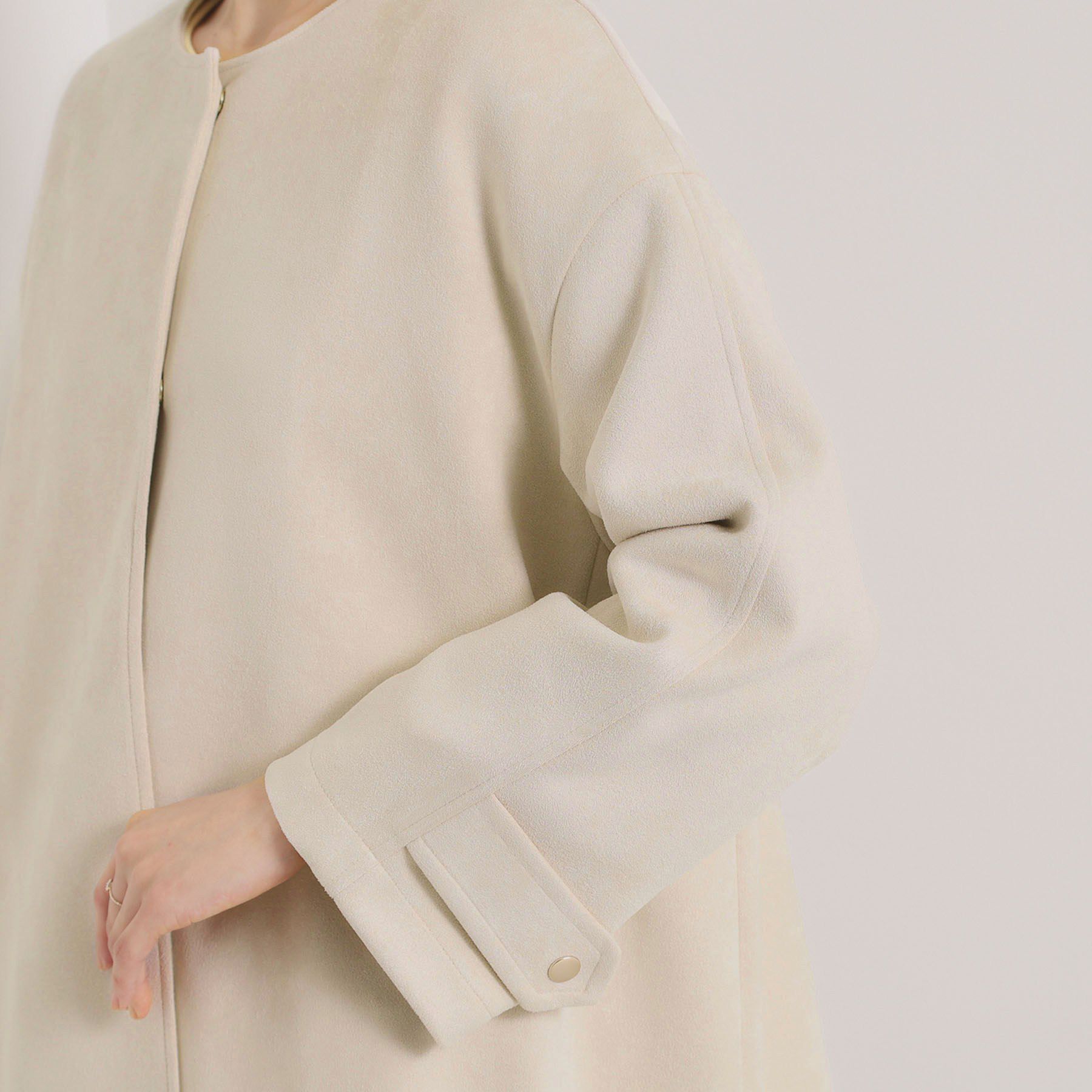 ITS&rsquo;DEMO「カットスエードコート」|ノーカラーコート|