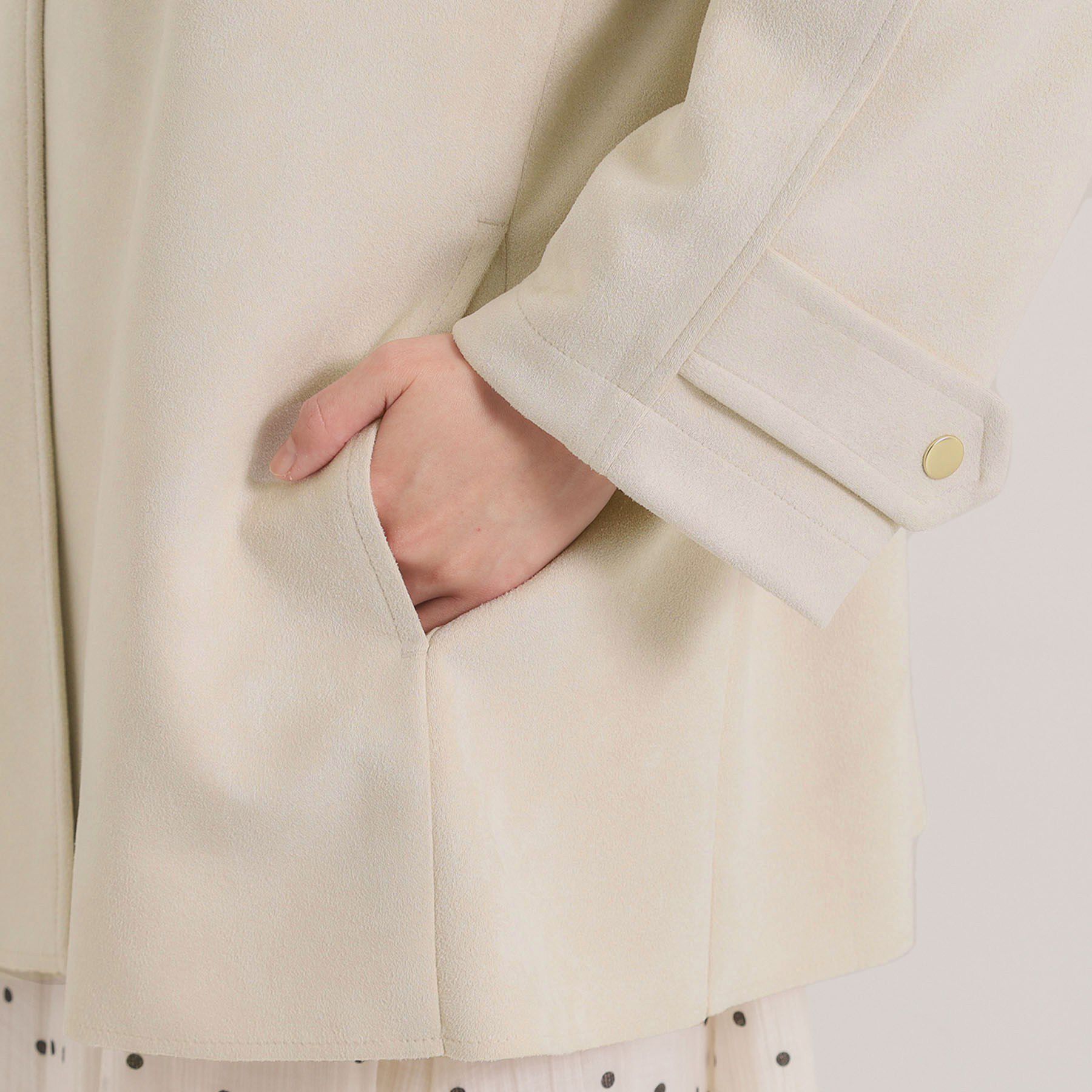 ITS&rsquo;DEMO「カットスエードコート」|ノーカラーコート|