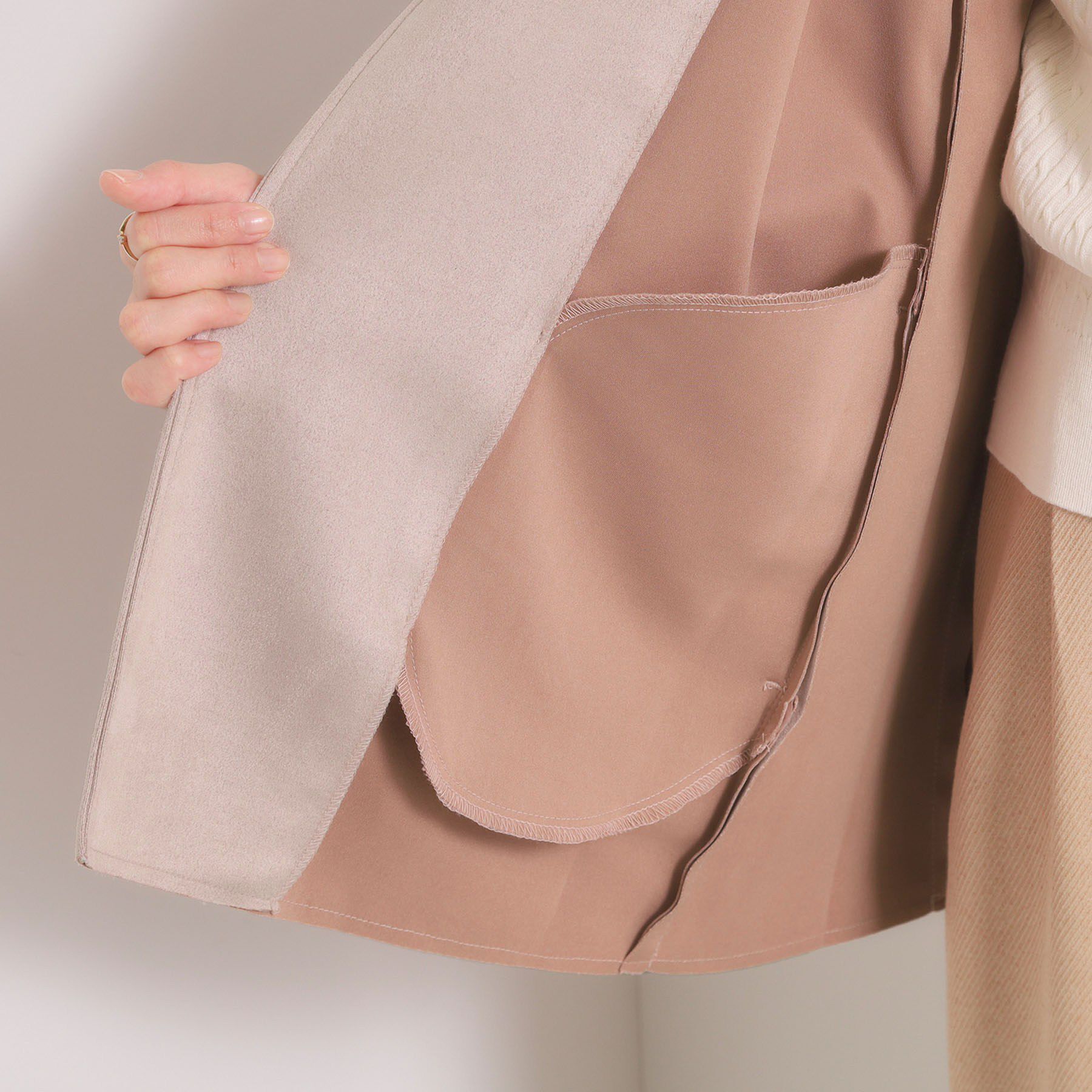 ITS&rsquo;DEMO「カットスエードコート」|ノーカラーコート|