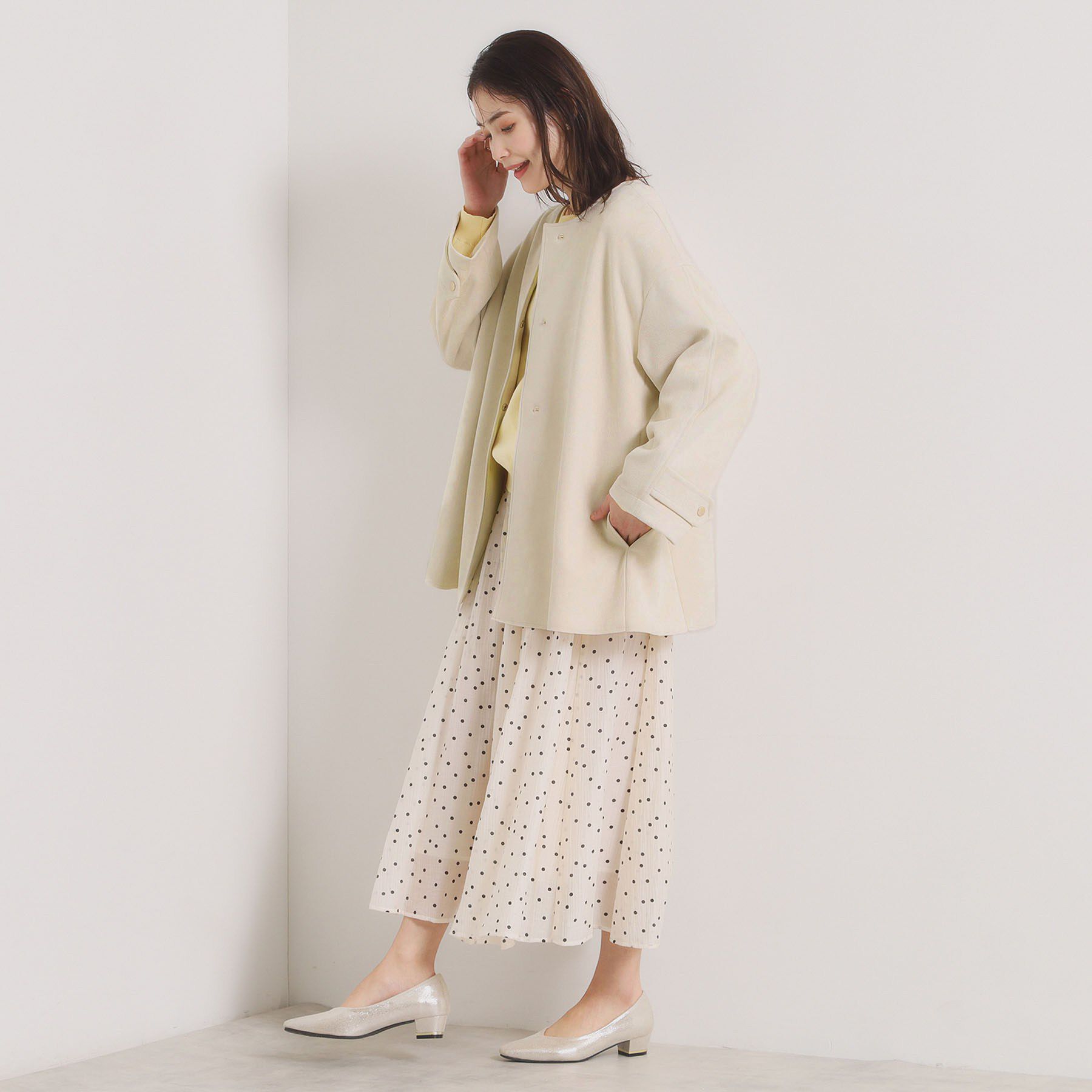 ITS&rsquo;DEMO「カットスエードコート」|ノーカラーコート|