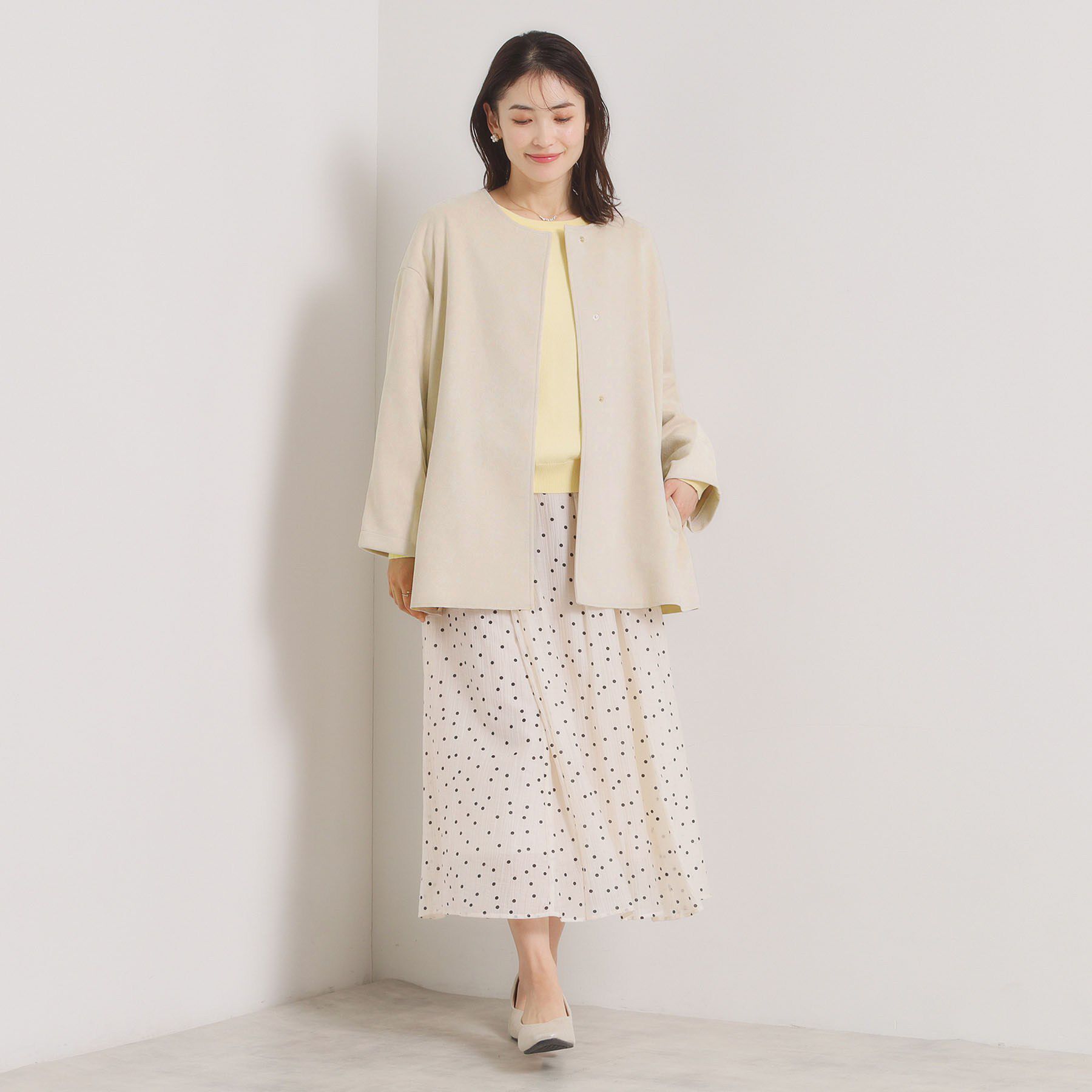 ITS&rsquo;DEMO「カットスエードコート」|ノーカラーコート|