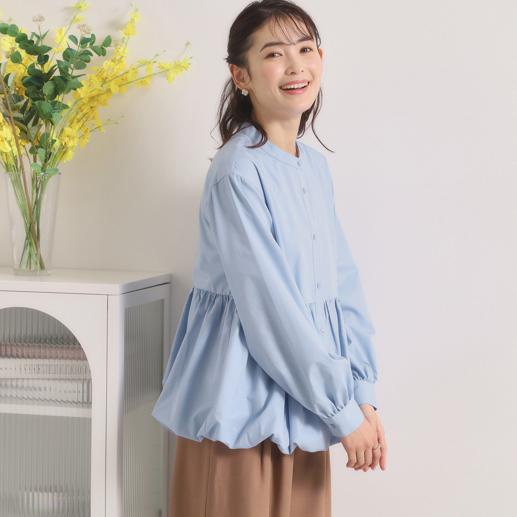 ITS&rsquo;DEMO「【洗濯機OK】バルーンヘムブラウス」|シャツ・ブラウス|サックスブルー(09