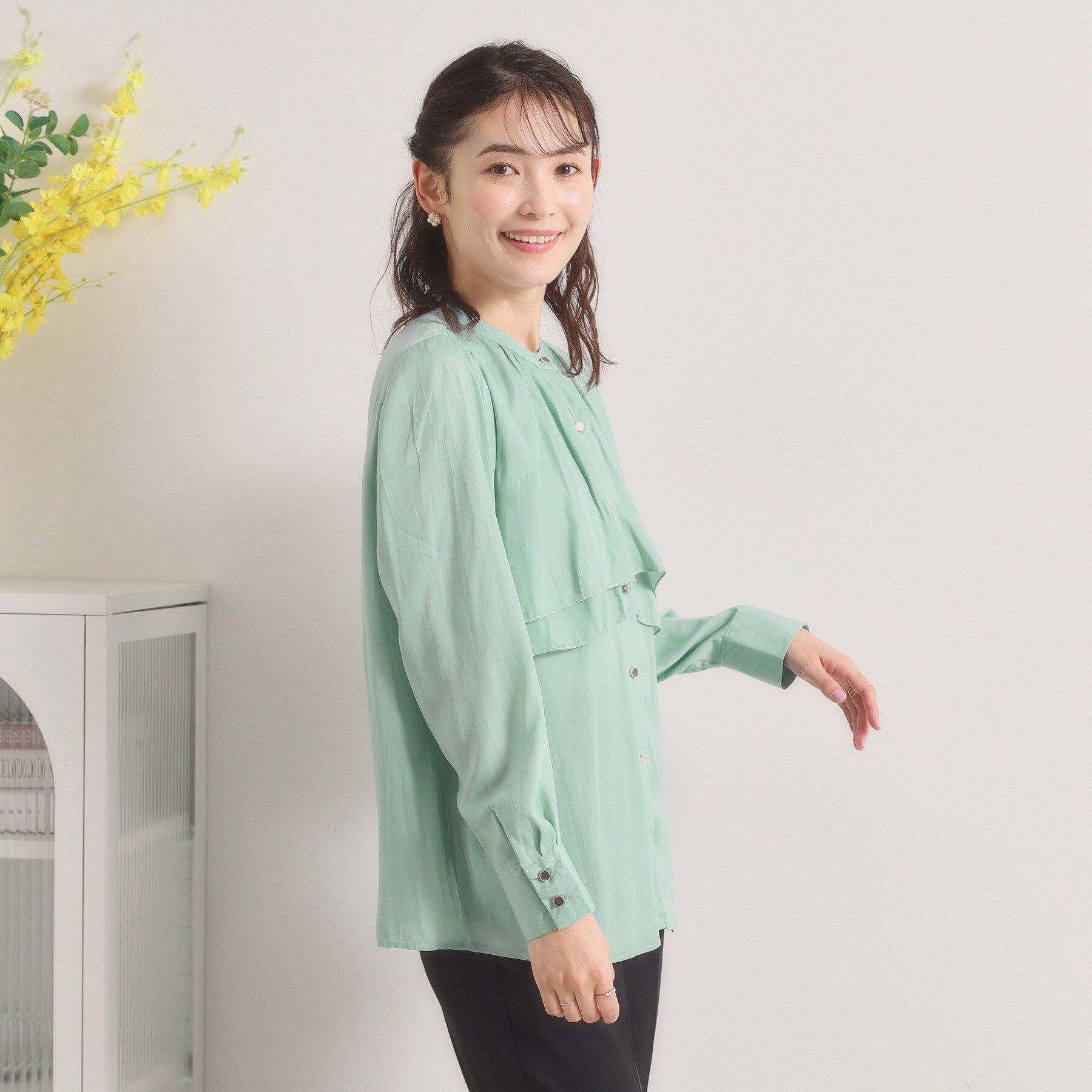 ITS&rsquo;DEMO「【手洗い可】サテンティアードブラウス」|シャツ・ブラウス|