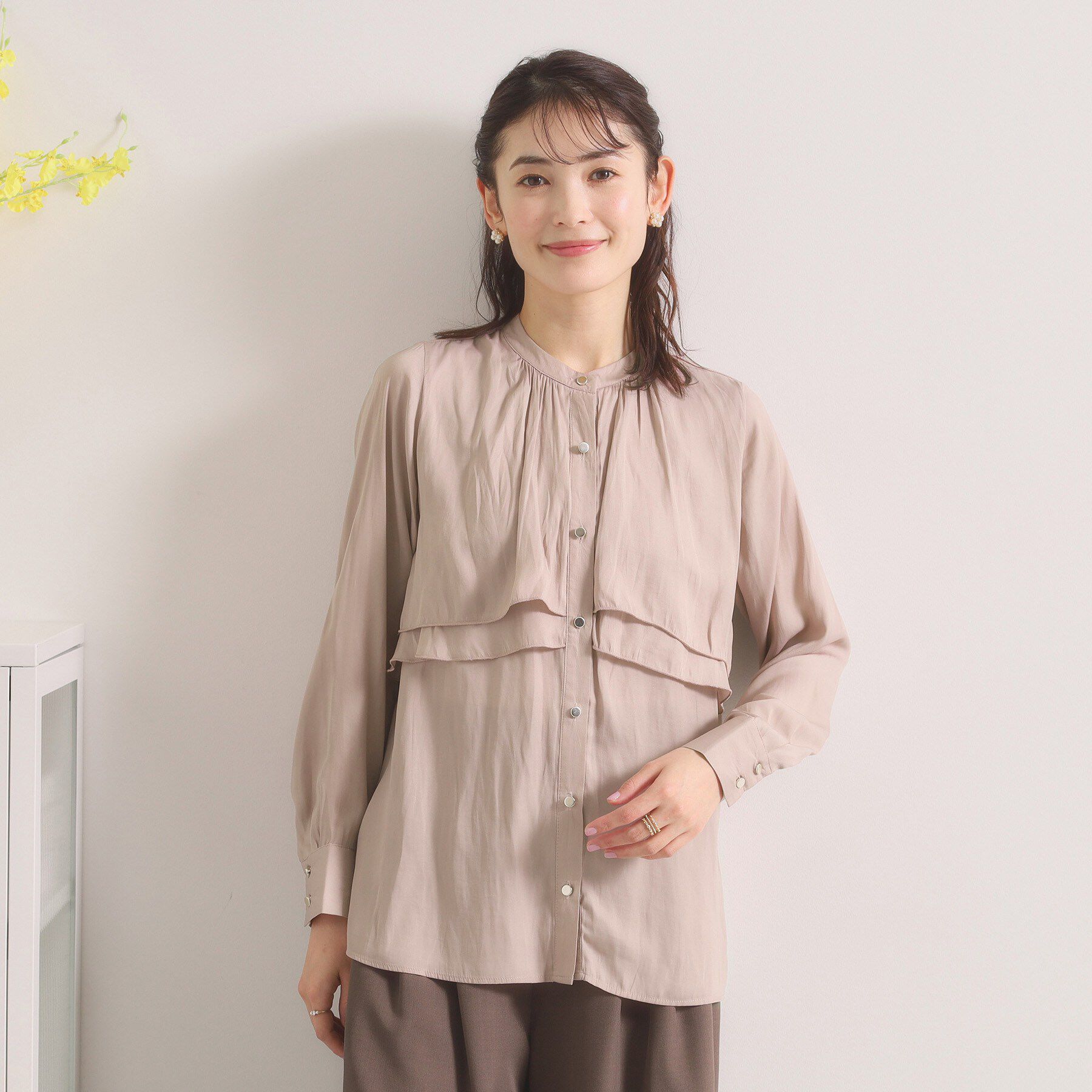 ITS&rsquo;DEMO「【手洗い可】サテンティアードブラウス」|シャツ・ブラウス|