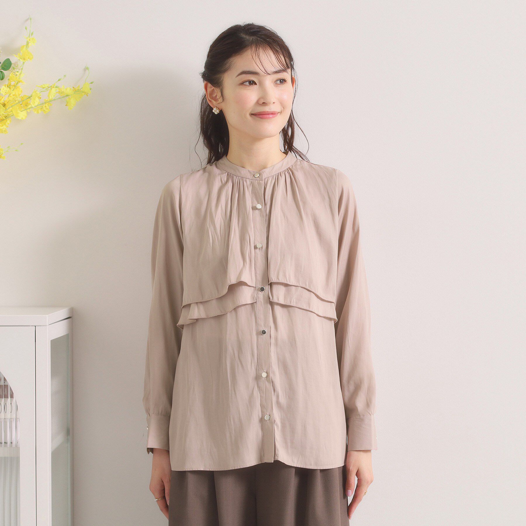 ITS&rsquo;DEMO「【手洗い可】サテンティアードブラウス」|シャツ・ブラウス|