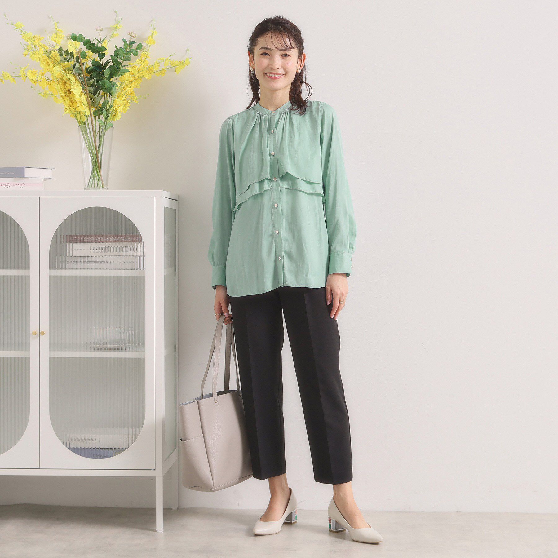 ITS&rsquo;DEMO「【手洗い可】サテンティアードブラウス」|シャツ・ブラウス|