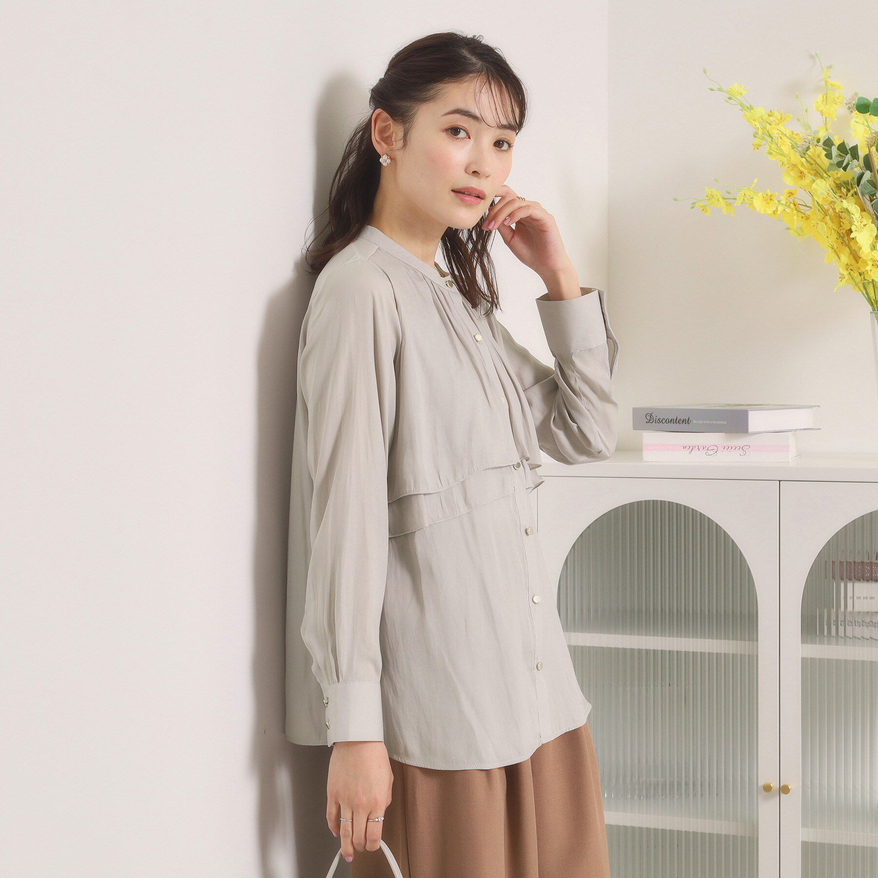 ITS&rsquo;DEMO「【手洗い可】サテンティアードブラウス」|シャツ・ブラウス|