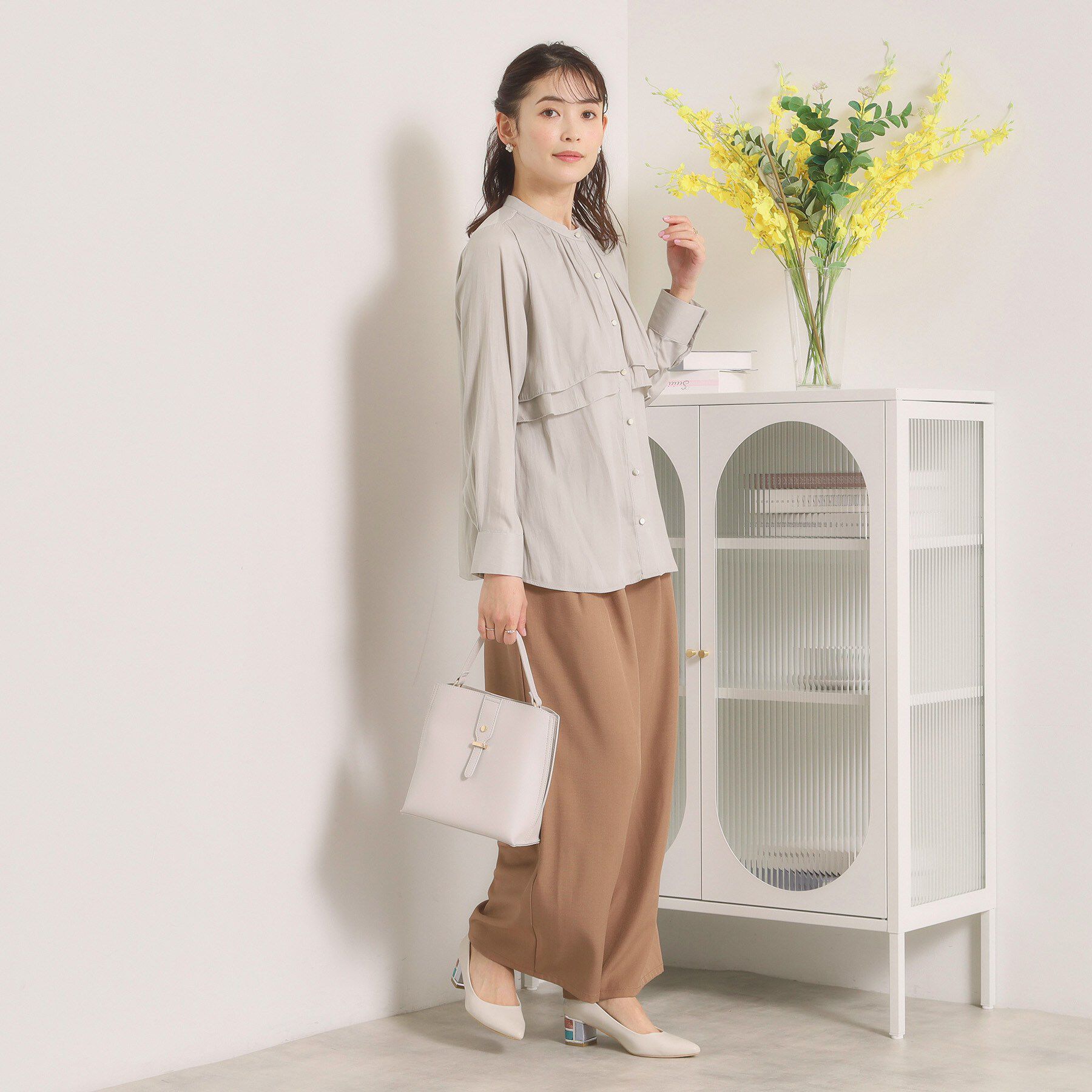 ITS&rsquo;DEMO「【手洗い可】サテンティアードブラウス」|シャツ・ブラウス|