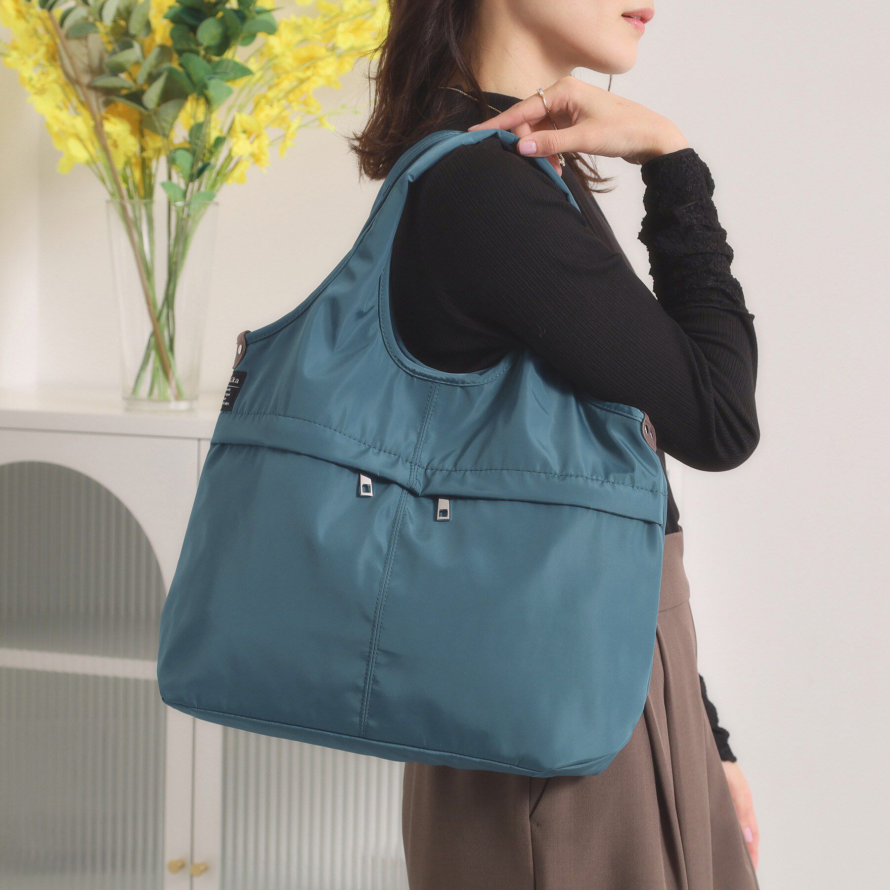 ITS&rsquo;DEMO「【防花粉／全6色】高密度バルーン10ポケットトート」|トートバッグ|ブルーグリーン(09