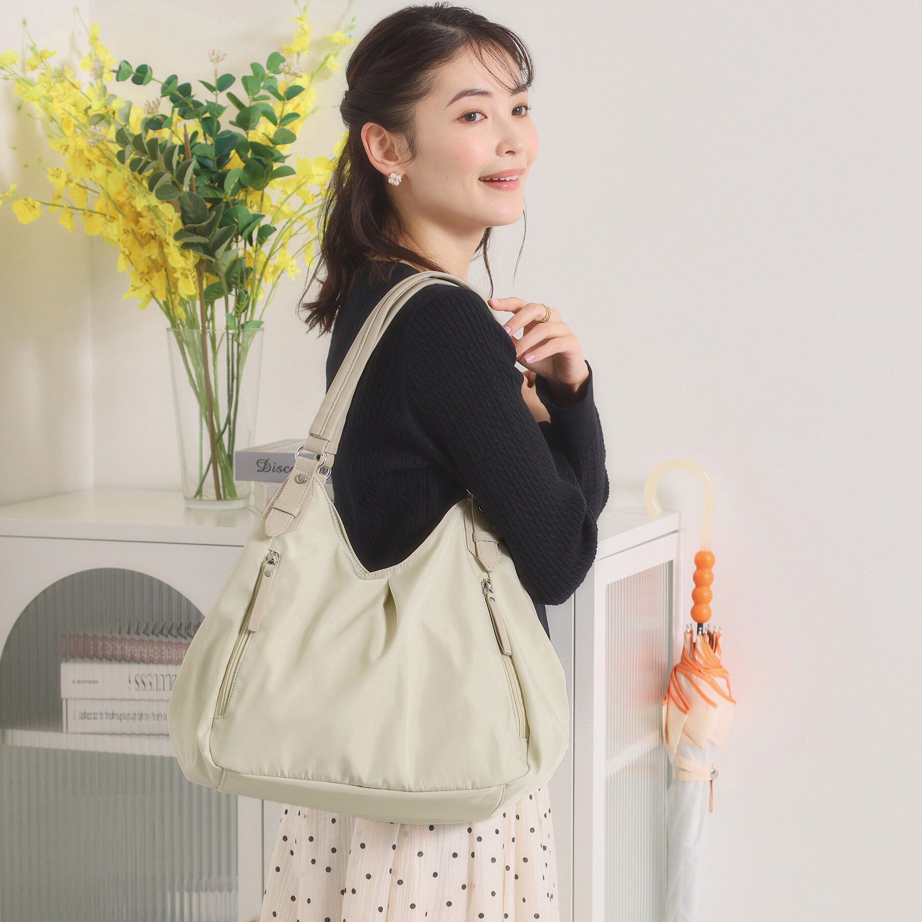 ITS&rsquo;DEMO「【7ポケット】合皮コンビ三層トート」|トートバッグ|