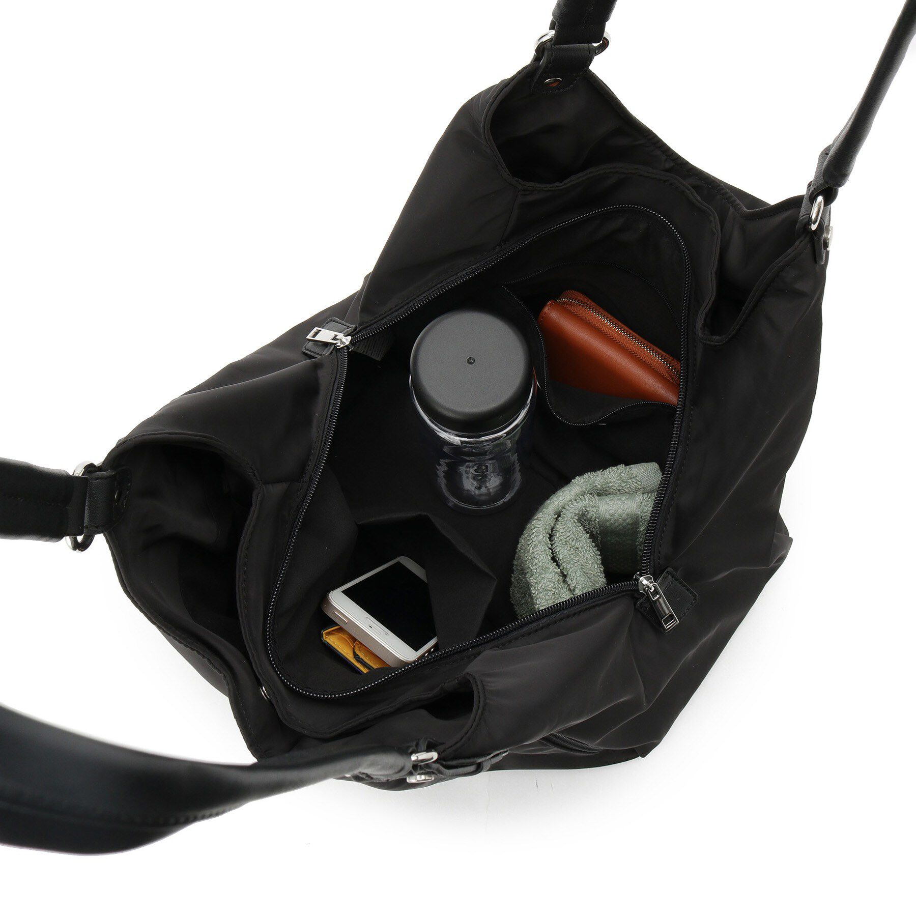 ITS&rsquo;DEMO「【7ポケット】合皮コンビ三層トート」|トートバッグ|