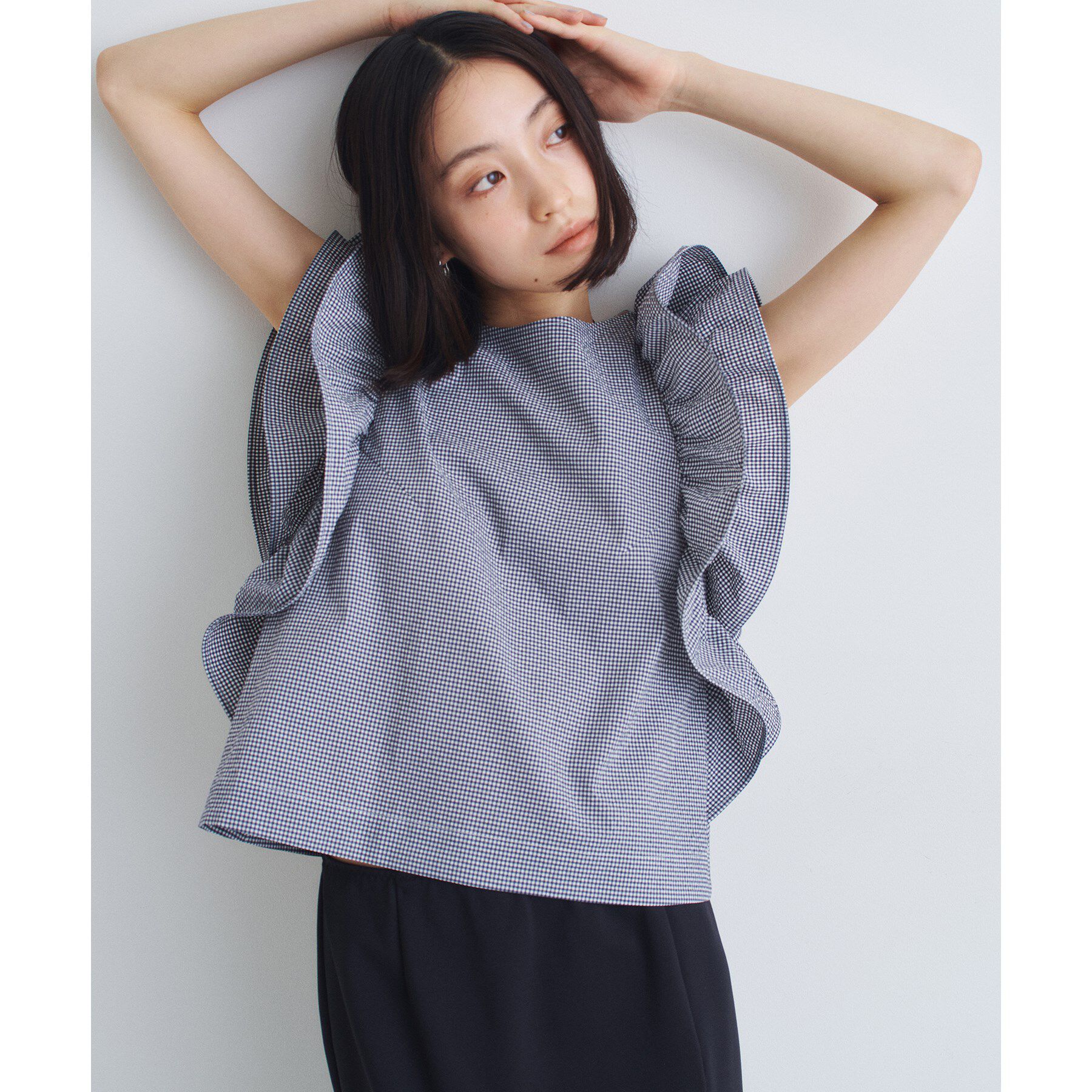 CODE A「ruffle drama blouse」|シャツ・ブラウス|ネイビー(294)
