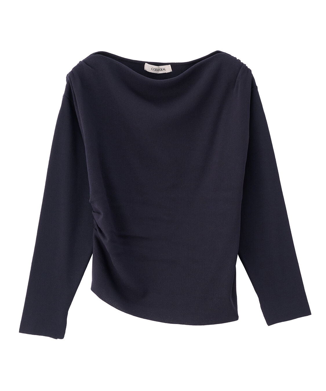 COCO DEAL「ショルダーギャザーオフショルニット」|ニット・セーター|ネイビー