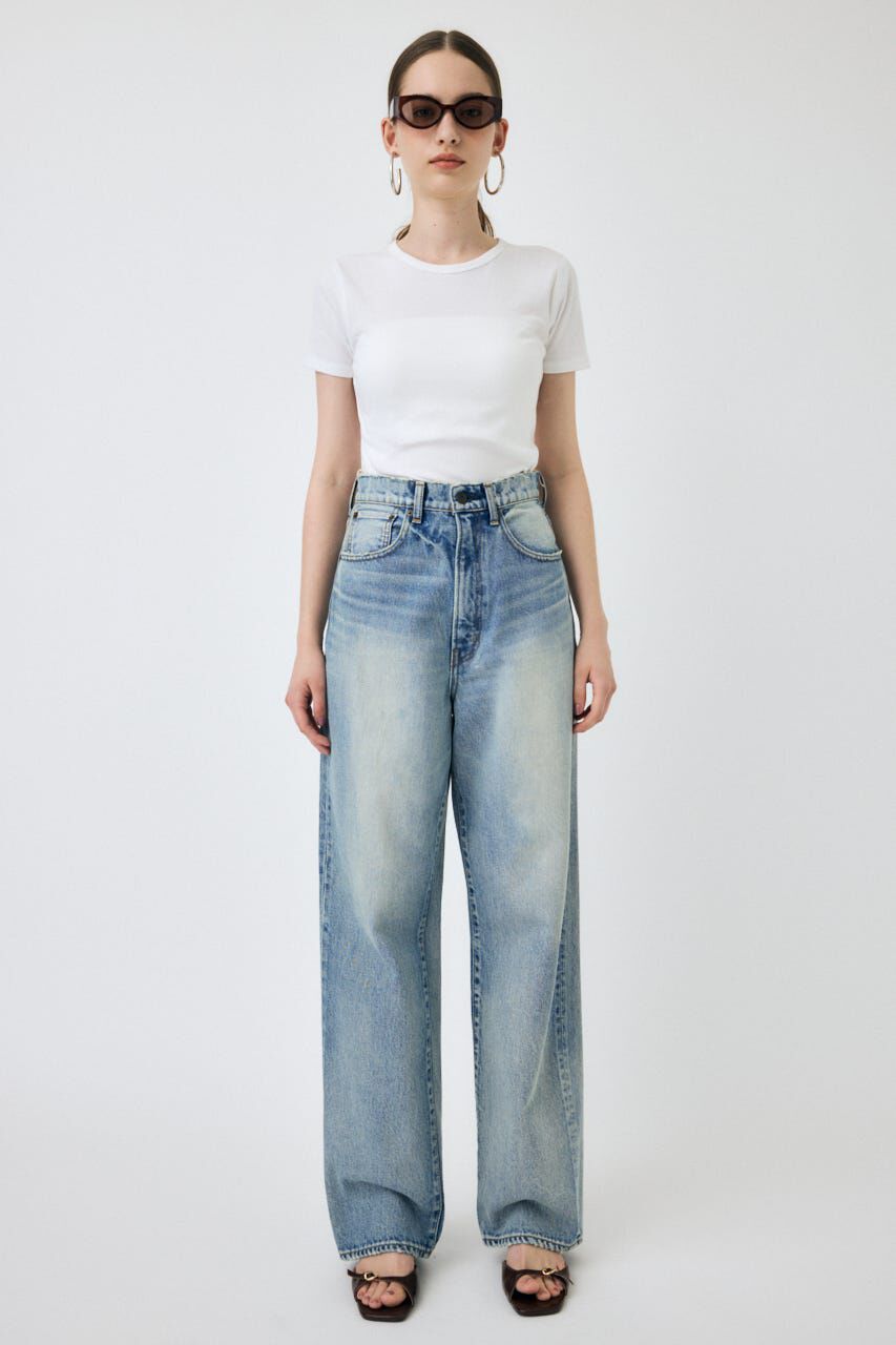 MOUSSY「HW DAMAGE LOOSE STRAIGHT」|デニム|