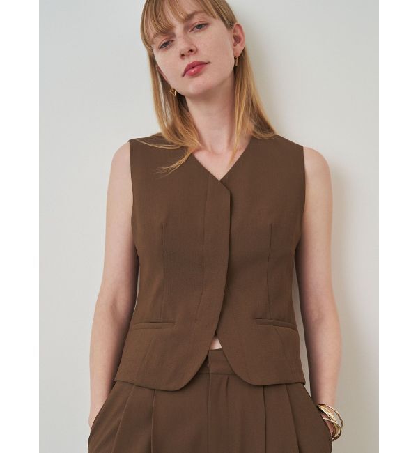 ELENDEEK「SLUB YARN COMPACT GILET」|ベスト・ジレ|ブラウン