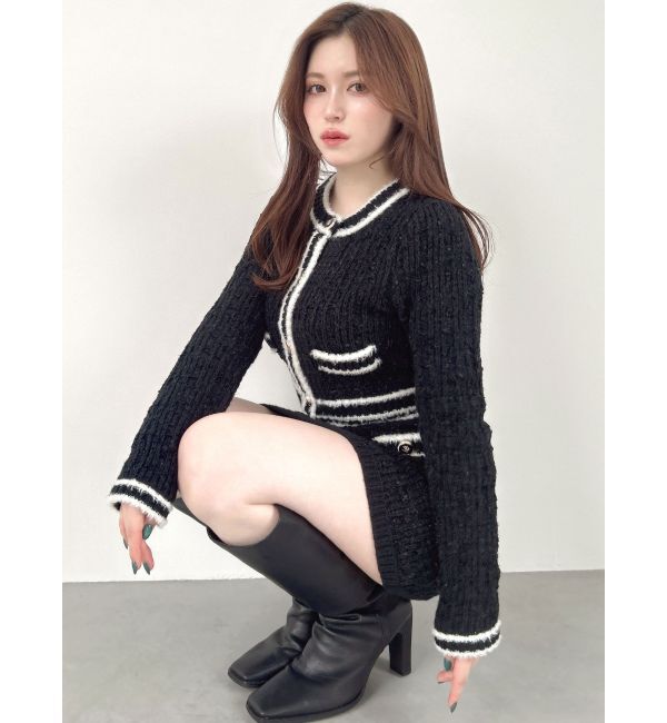 RESEXXY「バイカラーツイードニットミニスカート【セットアップ着用可能】」|スカート|