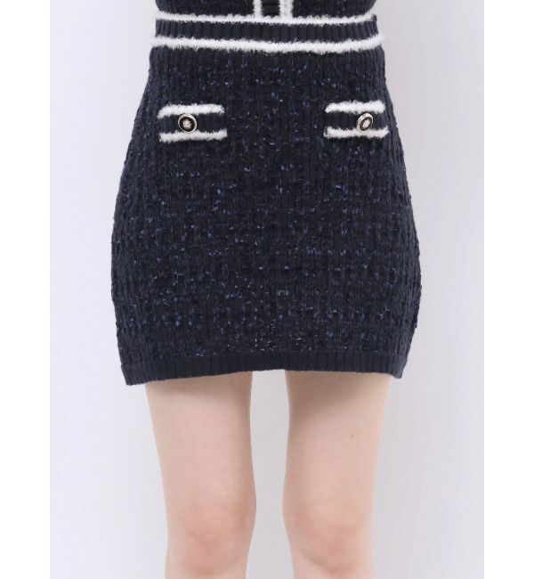 RESEXXY「バイカラーツイードニットミニスカート【セットアップ着用可能】」|スカート|