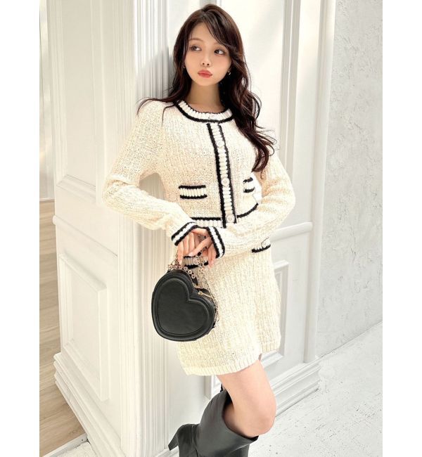 RESEXXY「バイカラーツイードニットミニスカート【セットアップ着用可能】」|スカート|