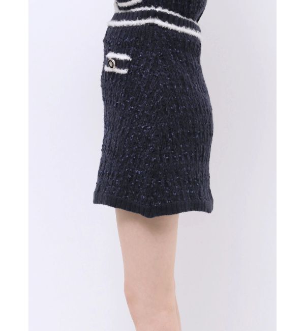 RESEXXY「バイカラーツイードニットミニスカート【セットアップ着用可能】」|スカート|