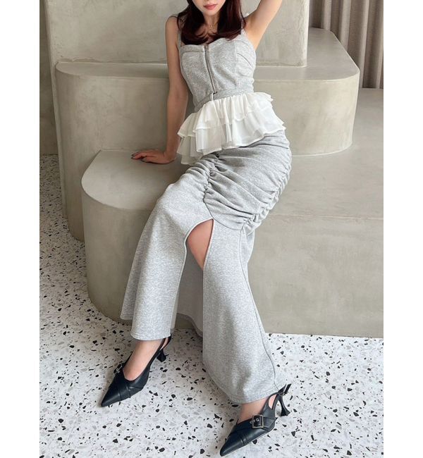 RESEXXY「ギャザーマーメイドスカート【セットアップ着用可能】」|スカート|ライトグレー