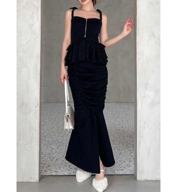 RESEXXY「ギャザーマーメイドスカート【セットアップ着用可能】」|スカート|ブラック