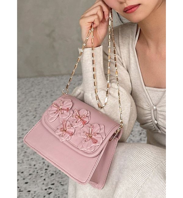 RESEXXY「フラワーモチーフコンパクトバッグ」|ショルダー・メッセンジャー|ピンク