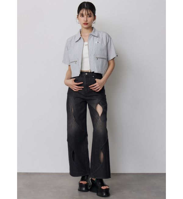 MURUA「【セットアップ対応】ZIPハーフスリーブシャツ」|シャツ・ブラウス|