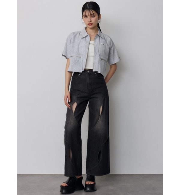 MURUA「【セットアップ対応】ZIPハーフスリーブシャツ」|シャツ・ブラウス|