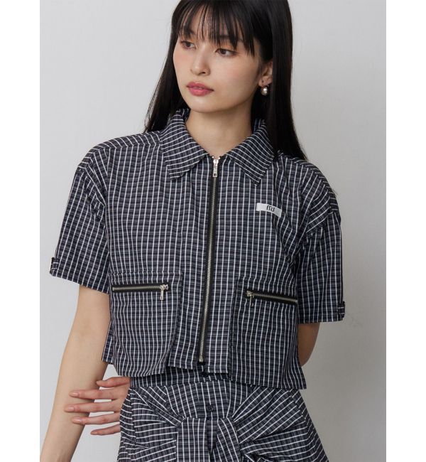 MURUA「【セットアップ対応】ZIPハーフスリーブシャツ」|シャツ・ブラウス|ネイビー