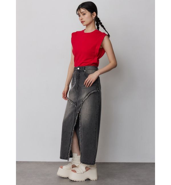 MURUA「【セットアップ対応】フリンジスリットデニムスカート」|スカート|