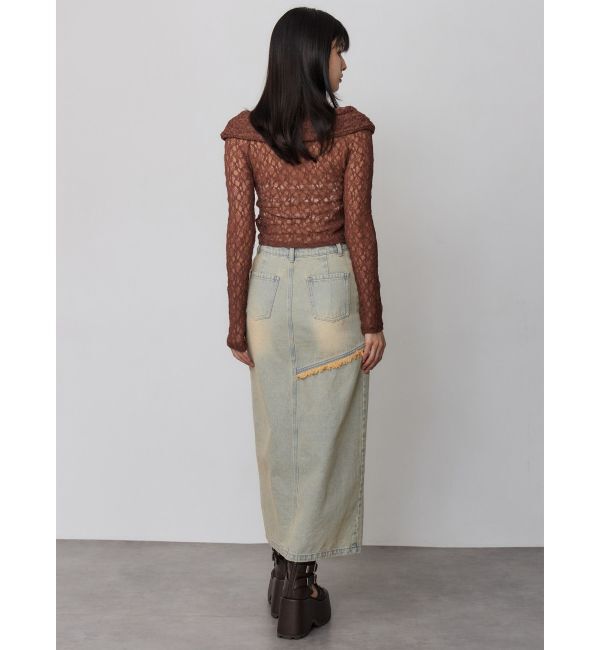 MURUA「【セットアップ対応】フリンジスリットデニムスカート」|スカート|