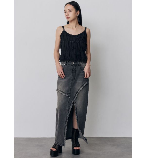 MURUA「【セットアップ対応】フリンジスリットデニムスカート」|スカート|