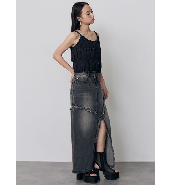 MURUA「【セットアップ対応】フリンジスリットデニムスカート」|スカート|