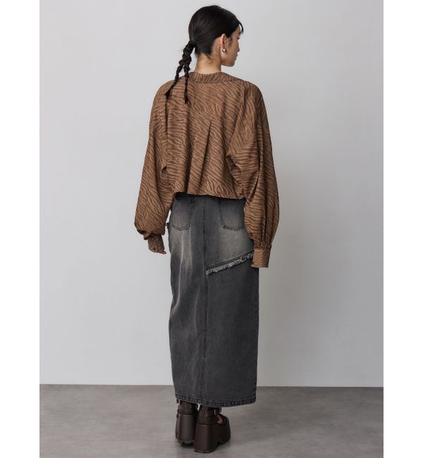 MURUA「【セットアップ対応】フリンジスリットデニムスカート」|スカート|
