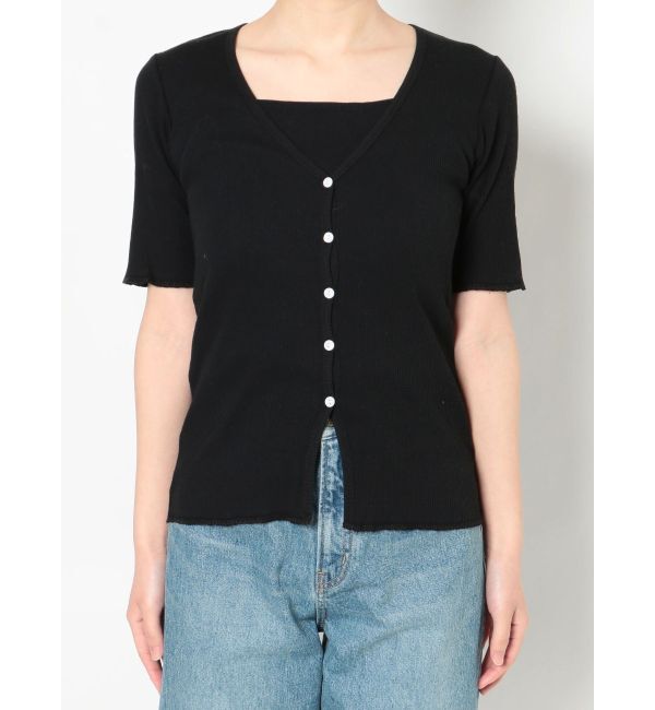 Ungrid「オーガニックコットンテレコハーフスリーブカーデ」|カーディガン|