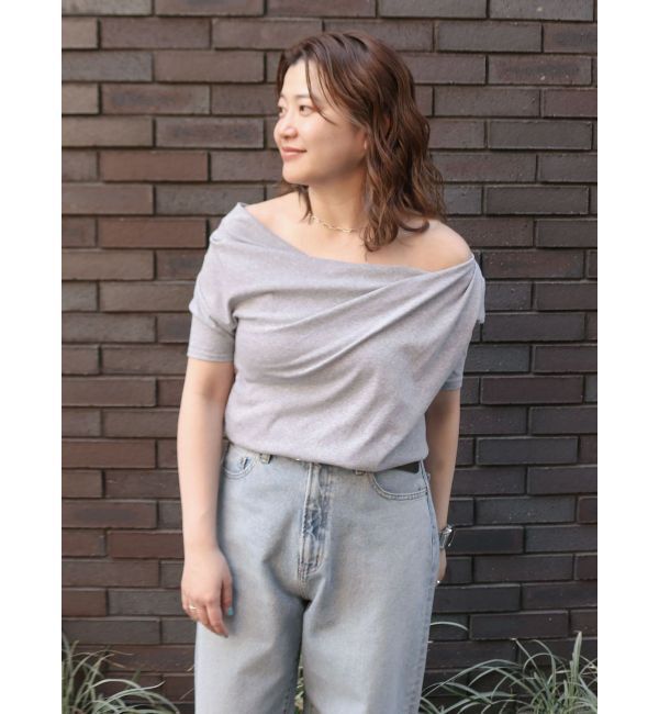 Ungrid「タックデザインオフショルTee」|Tシャツ・カットソー|グレー