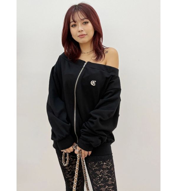 EVRIS「ジップアップオフショルトップス【セットアップ着用可能】」|パーカー|