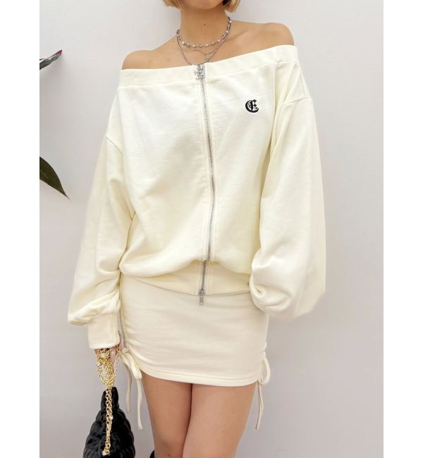 EVRIS「ジップアップオフショルトップス【セットアップ着用可能】」|パーカー|