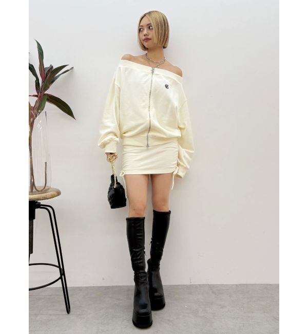 EVRIS「ジップアップオフショルトップス【セットアップ着用可能】」|パーカー|