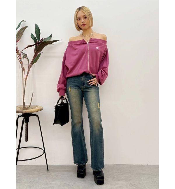 EVRIS「ジップアップオフショルトップス【セットアップ着用可能】」|パーカー|