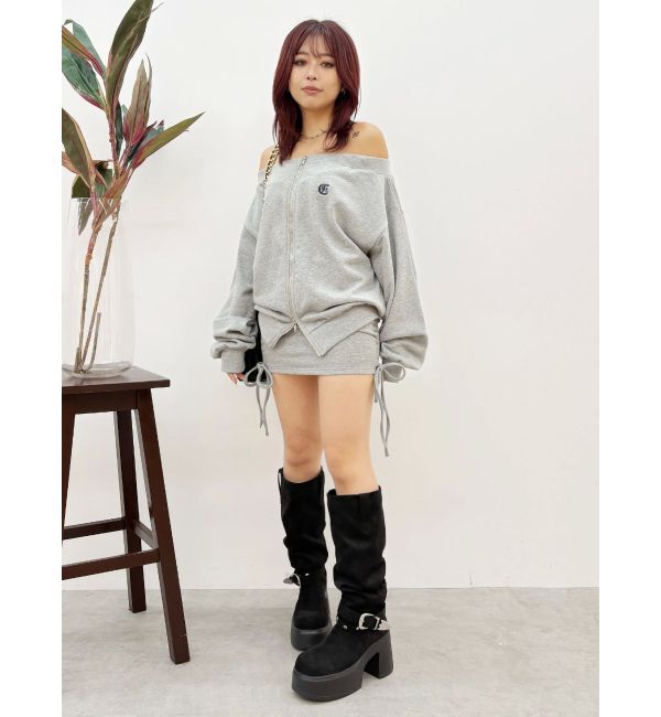 EVRIS「ジップアップオフショルトップス【セットアップ着用可能】」|パーカー|