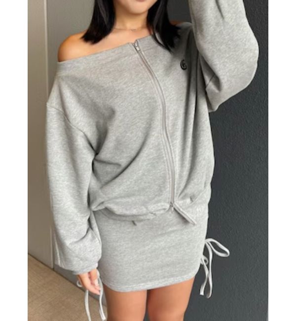 EVRIS「ジップアップオフショルトップス【セットアップ着用可能】」|パーカー|