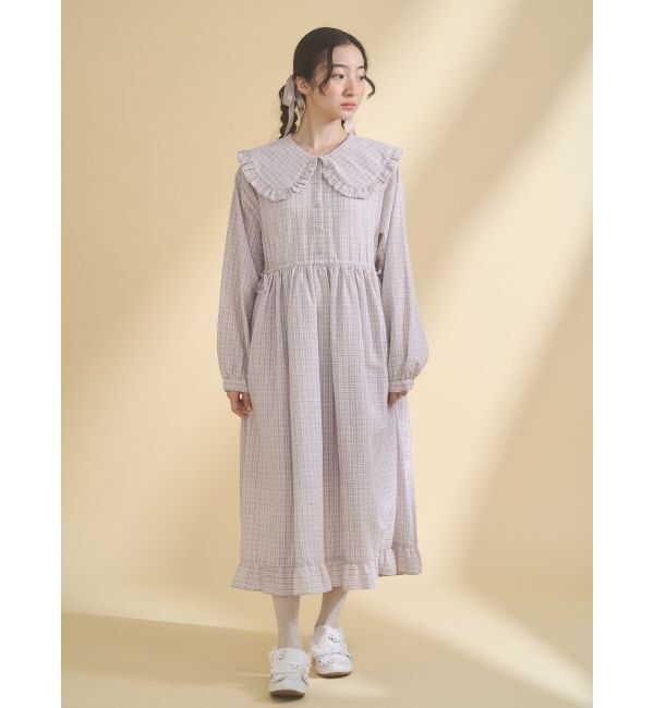 merry jenny「チェックフリルカラーワンピース」|ワンピース|